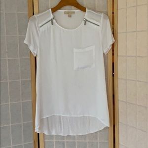 NWOT Michael Kors White Top w/Zipper Accents